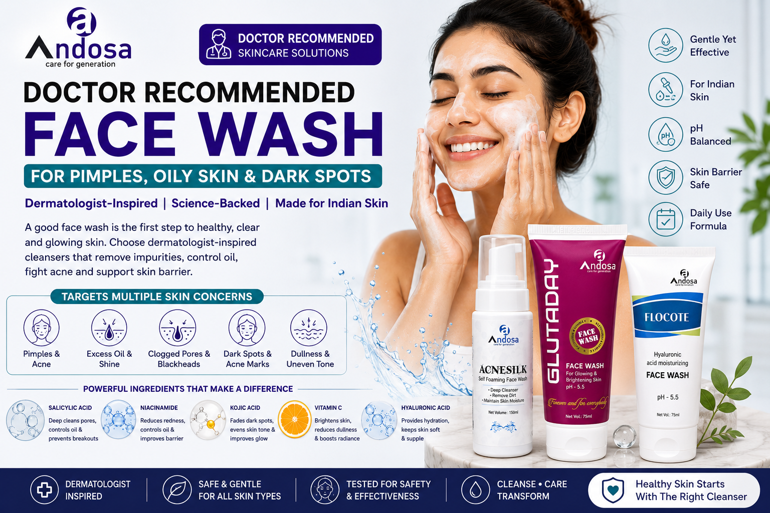 Doctor Recommended Face Wash for Pimples, Oily Skin & Dark Spots in India (2026 Complete Dermatologist Guide for Healthy, Clear & Glowing Skin)