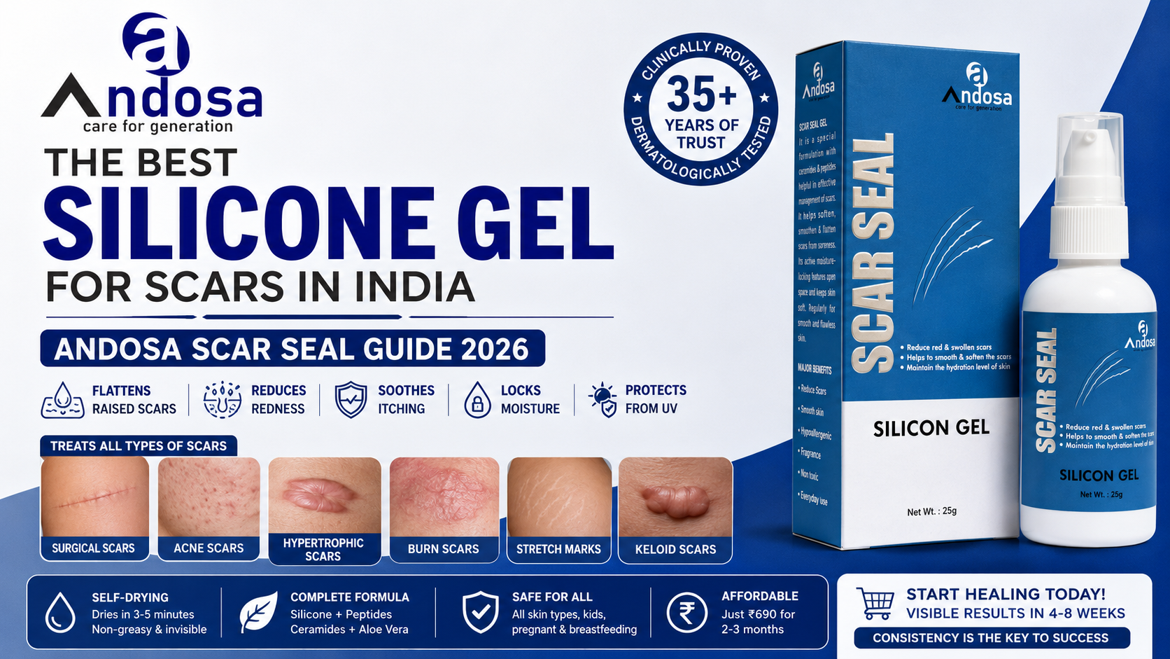 Best Silicone Gel for Scars in India 2026 – Andosa Scar Seal Guide